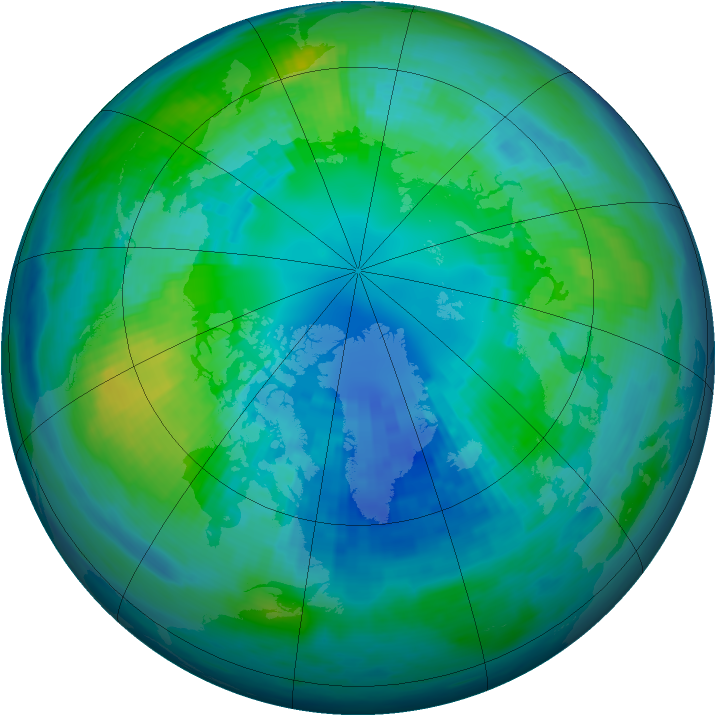 Arctic ozone map for 14 October 1992